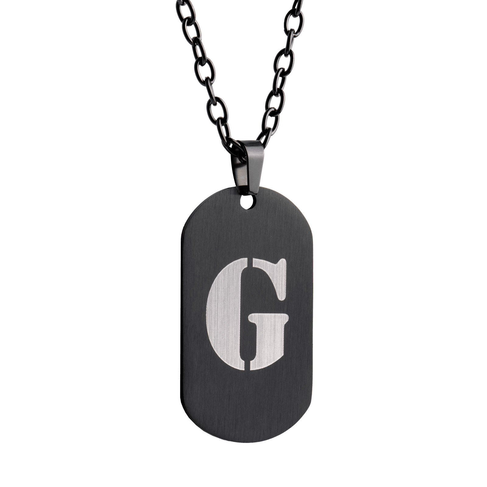 LUCKMAN Collar Hombre de Inicial Letra G , Cadena con Dije, Acero Inoxidable Color Negro y Plata - Modelo Dylan