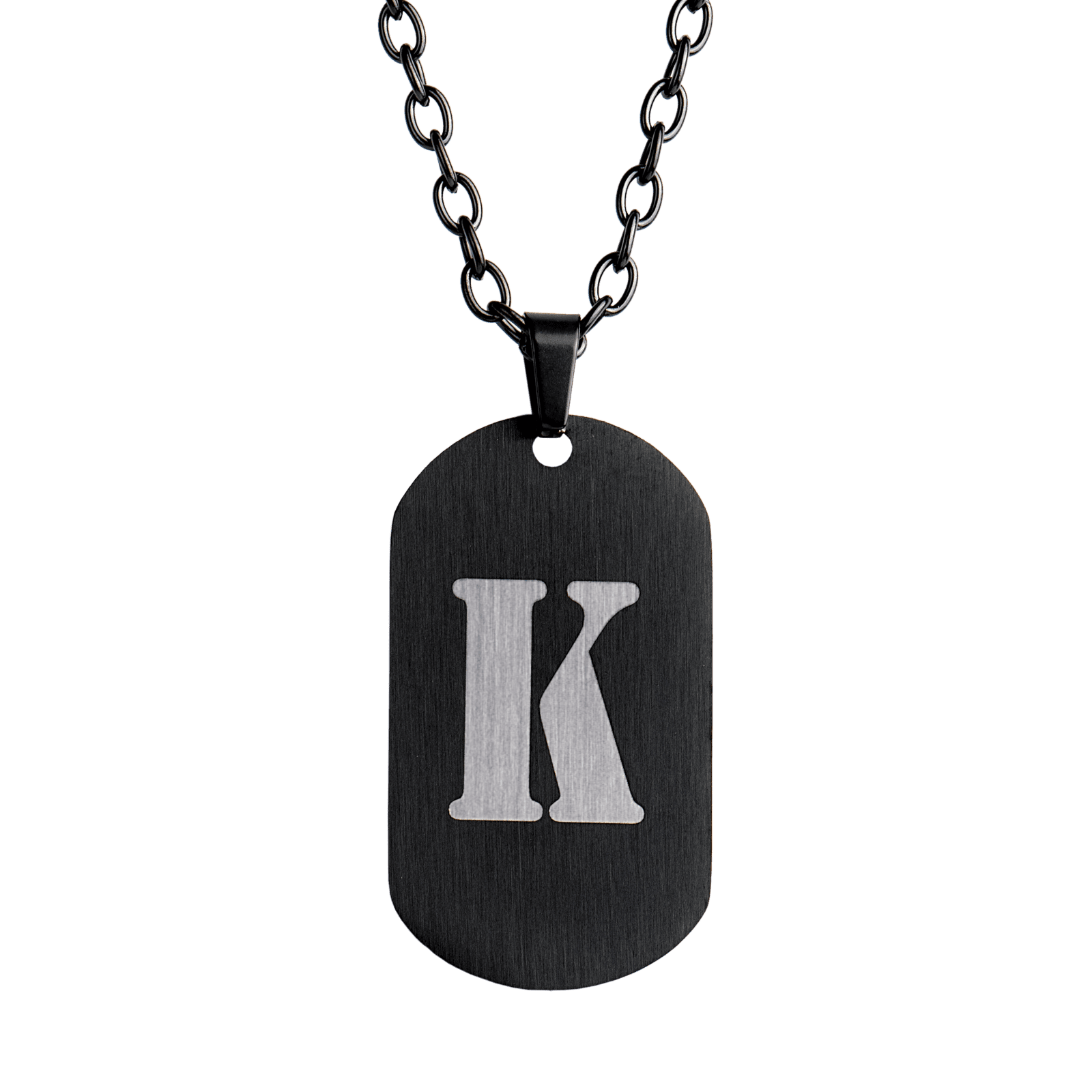 LUCKMAN Collar Hombre de Inicial Letra K , Cadena con Dije, Acero Inoxidable Color Negro y Plata - Modelo Dylan