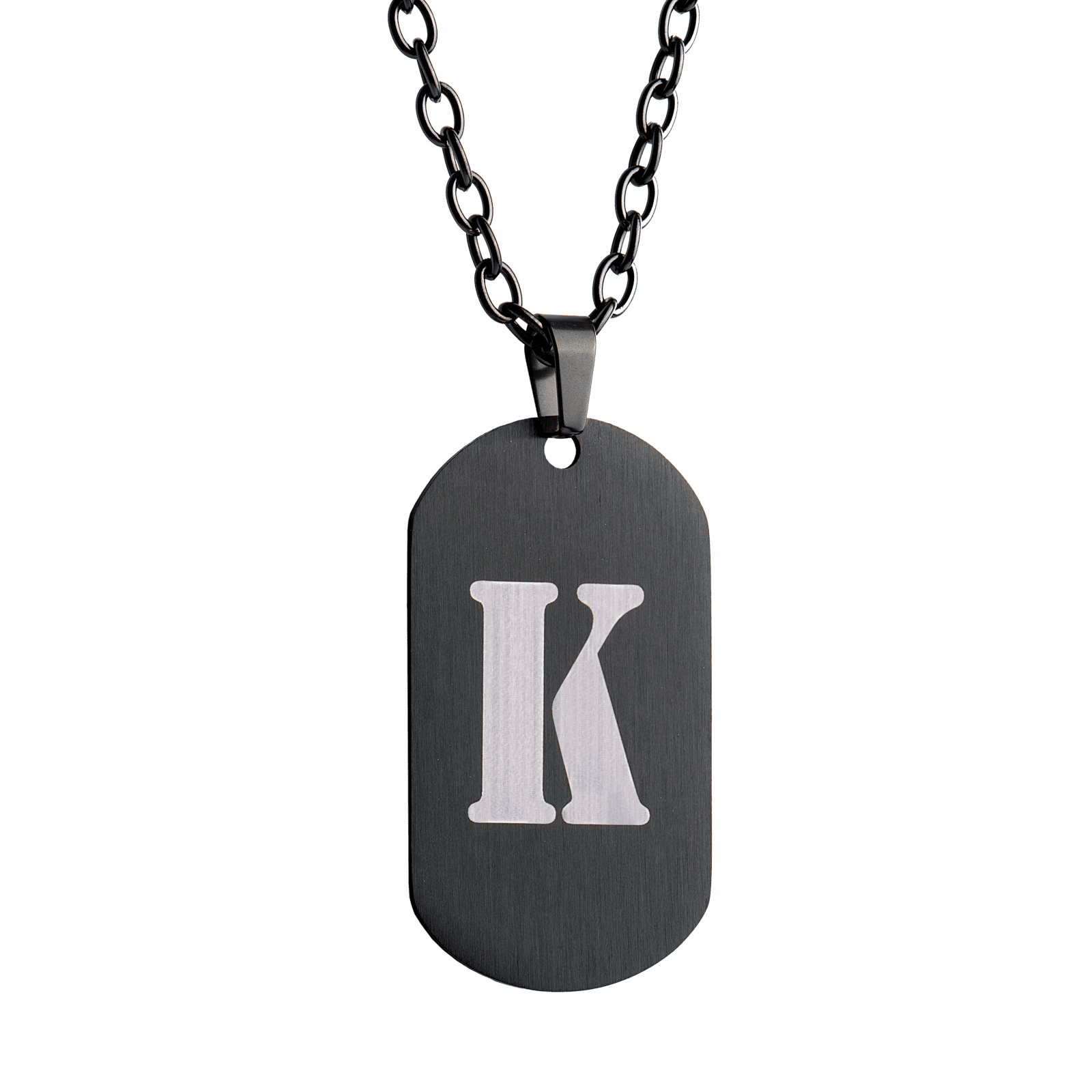 LUCKMAN Collar Hombre de Inicial Letra K , Cadena con Dije, Acero Inoxidable Color Negro y Plata - Modelo Dylan