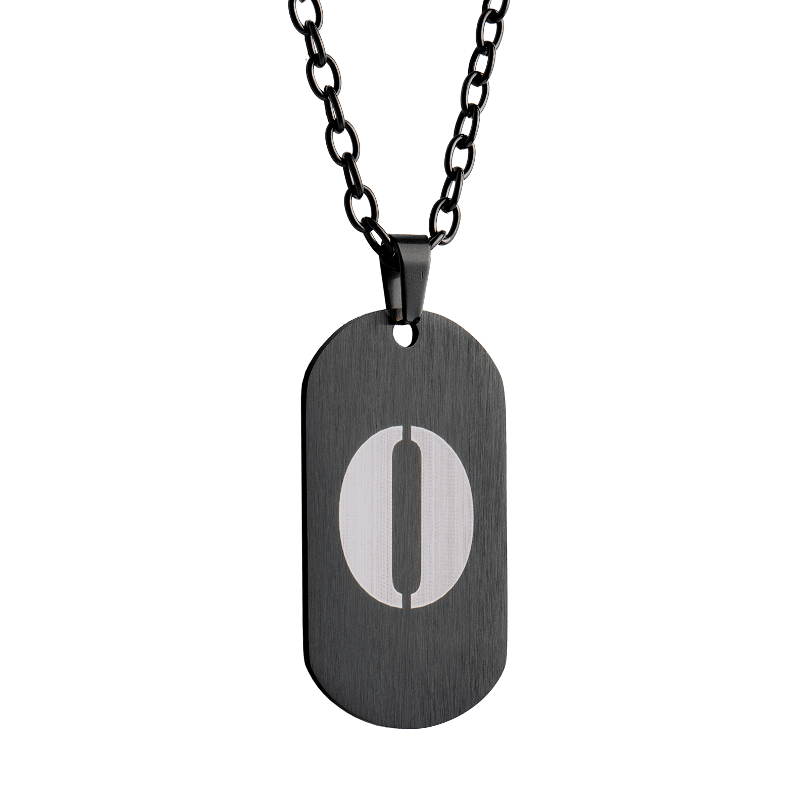 LUCKMAN Collar Hombre de Inicial Letra O , Cadena con Dije, Acero Inoxidable Color Negro y Plata - Modelo Dylan