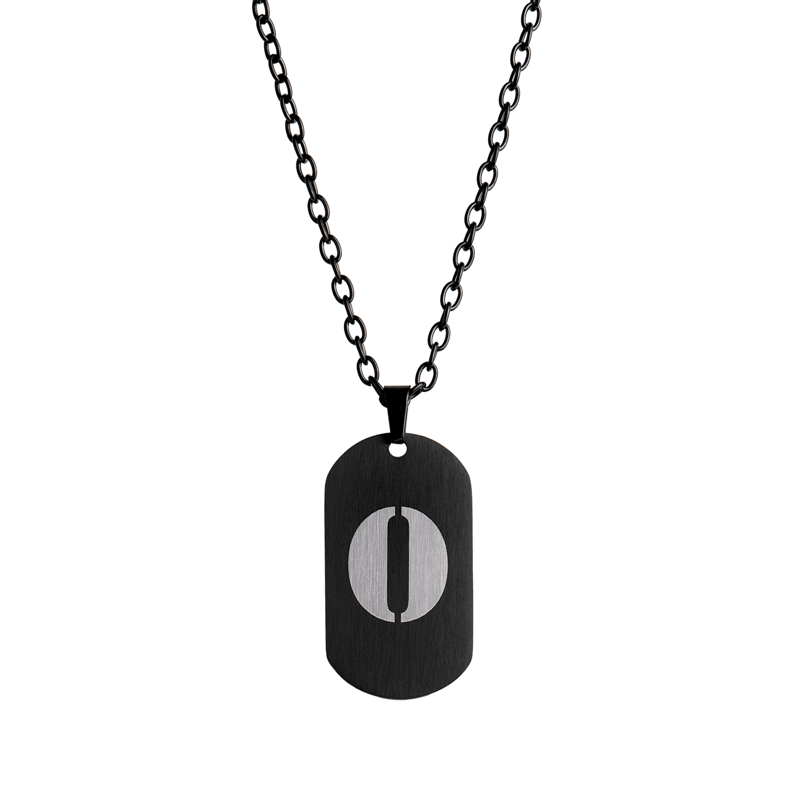 LUCKMAN Collar Hombre de Inicial Letra O , Cadena con Dije, Acero Inoxidable Color Negro y Plata - Modelo Dylan
