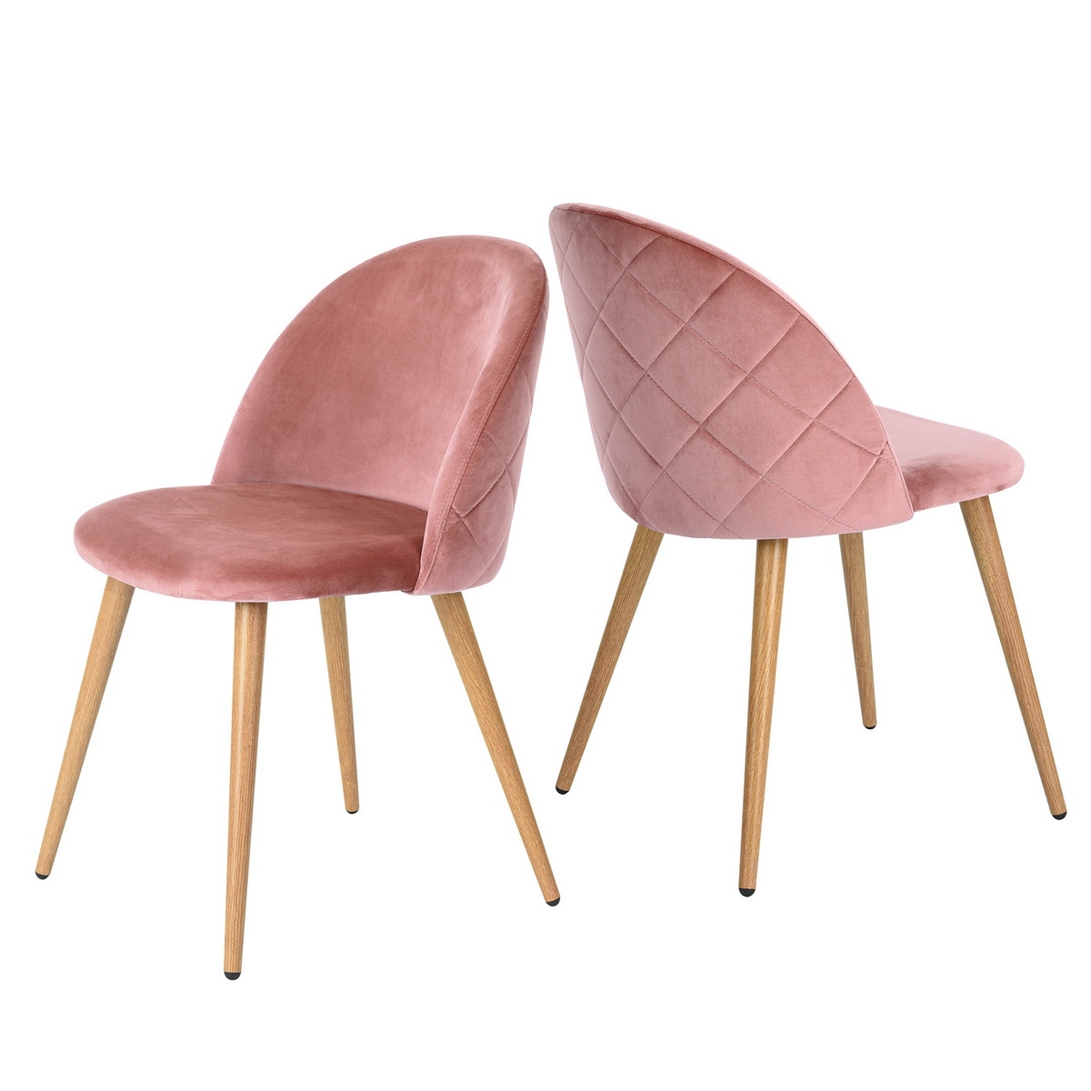 FurnitureR Juego de 2 Sillas de Comedor de Terciopelo Sillas de Ocio Modernas Rosa