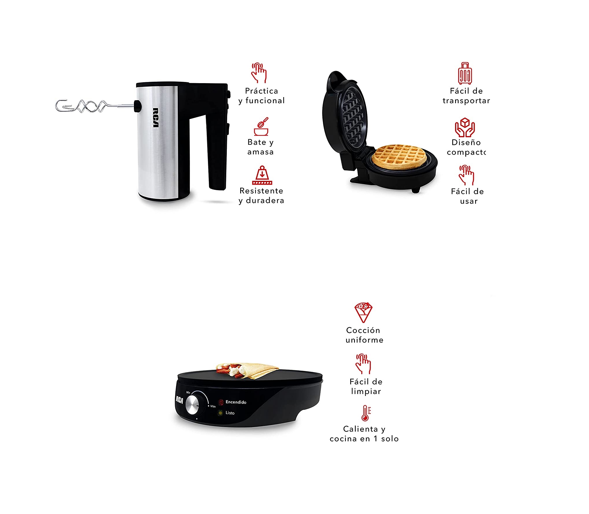 Combo Dulce RCA 3 Elementos Negro RC-CD