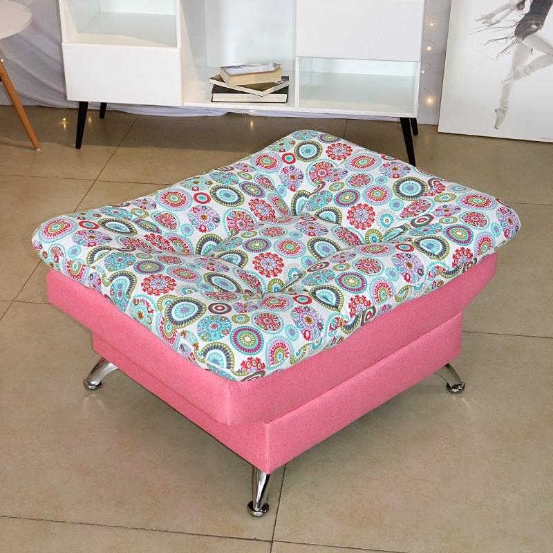 Taburete  Moderno Puff en Lino Rosa Mandala Escabel