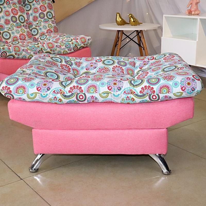 Taburete  Moderno Puff en Lino Rosa Mandala Escabel