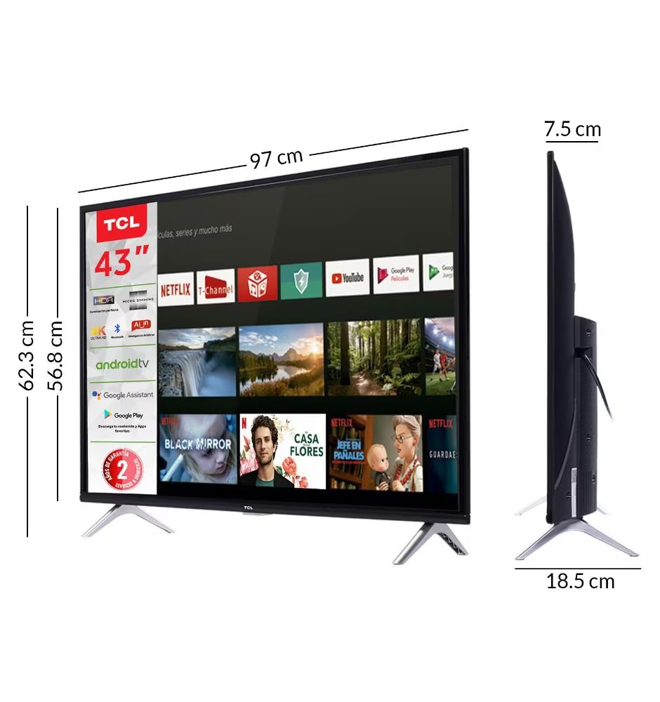 Pantalla TCL 43 Pulgadas LED 4K Android TV