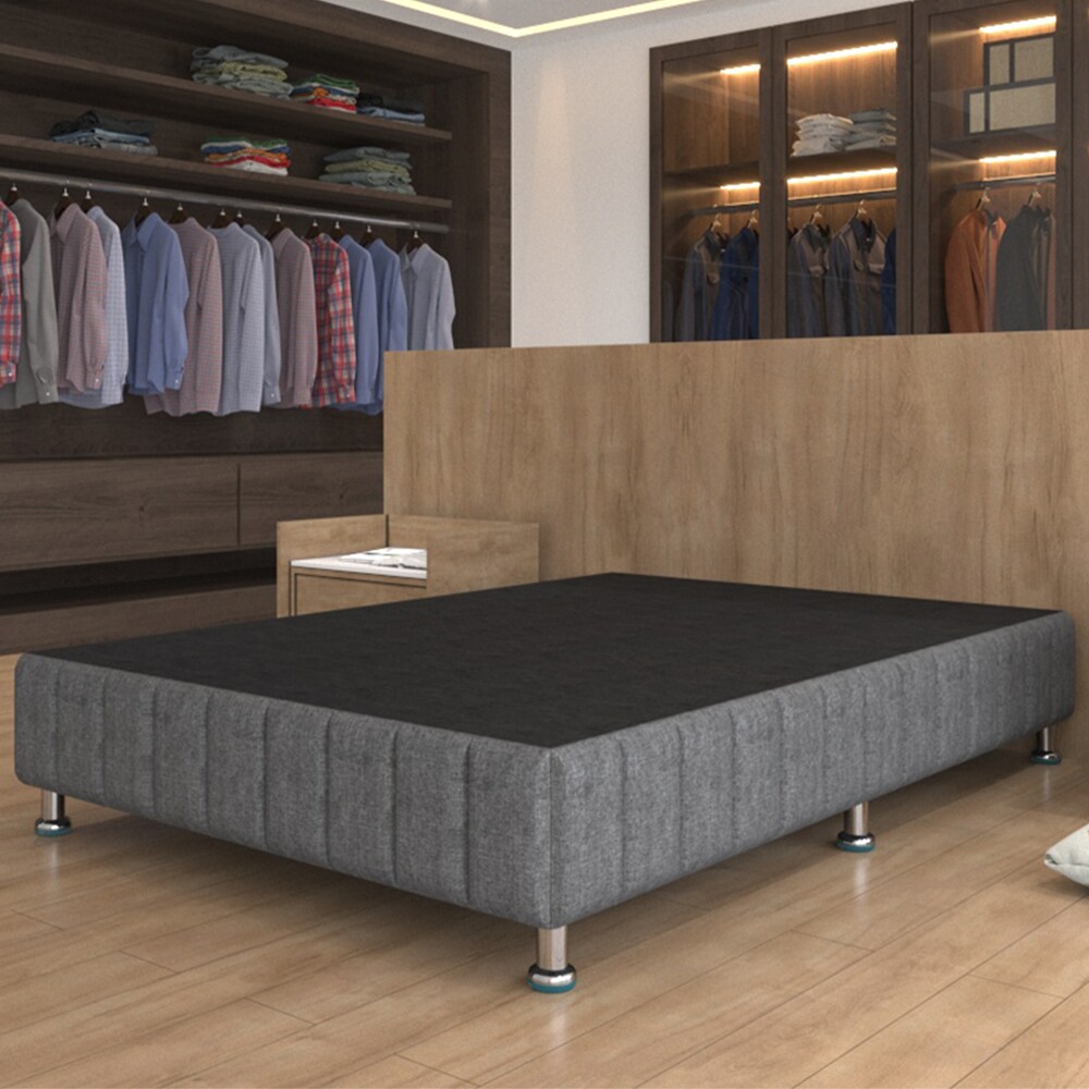 Base Box Queen Size Tapizado Gris con Patas