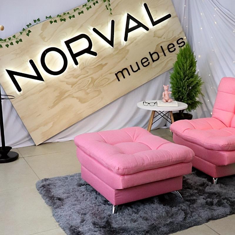 Taburete  Moderno Puff en Lino Rosa Reposapiés