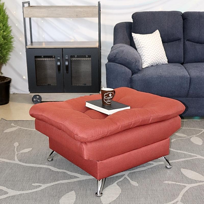 Taburete  Moderno Puff en Lino Shedron Reposapiés