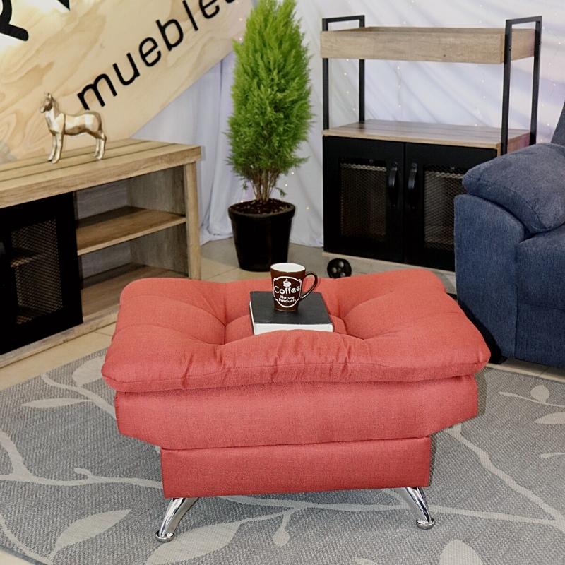 Taburete  Moderno Puff en Lino Shedron Reposapiés