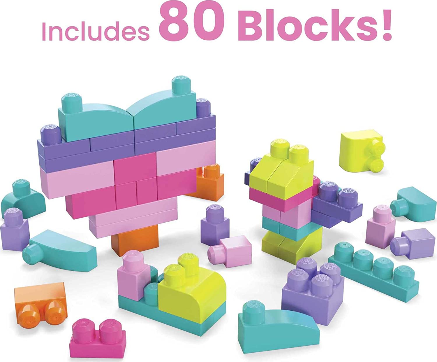 Mega Blocks 80 Piezas Grandes, Rosa.