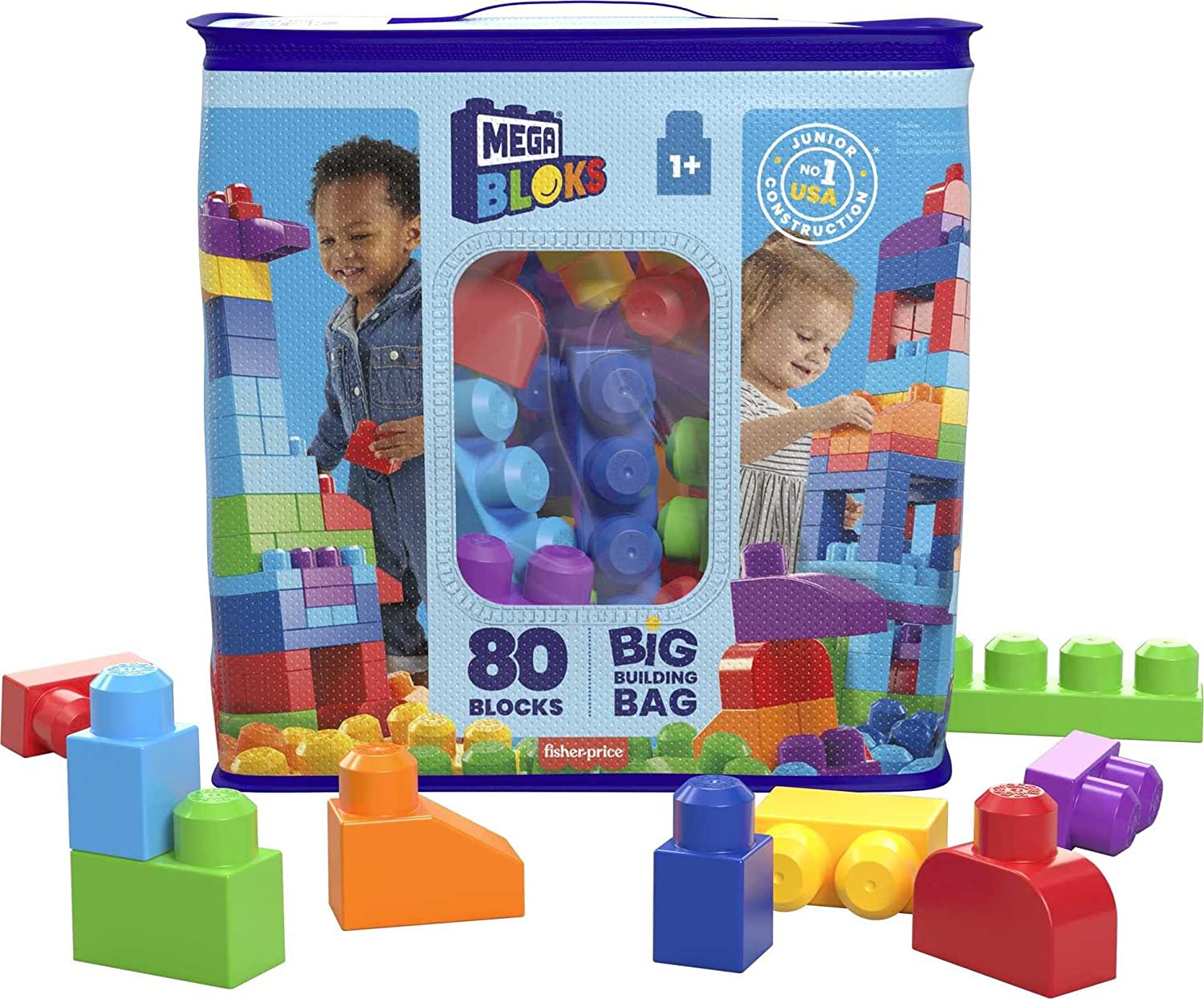 Mega Bloks 80 Piezas Bolsa Azul 