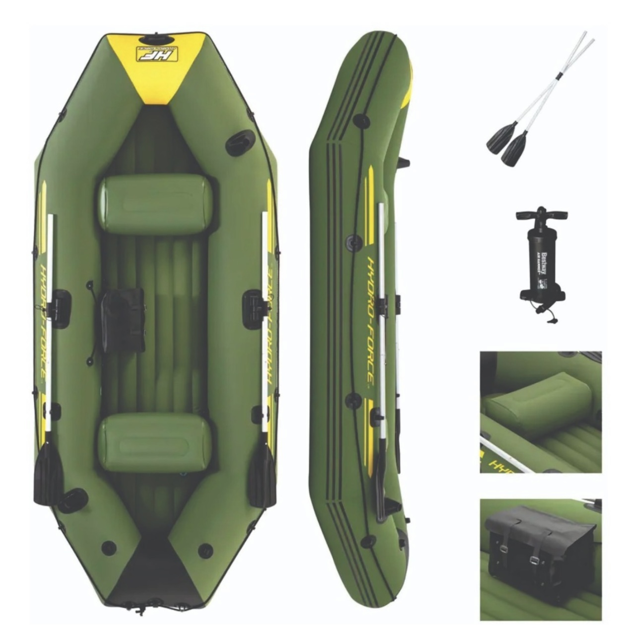 Lancha Balsa Bote Inflable Remos Y Bomba Para Inflar Bestway 65096