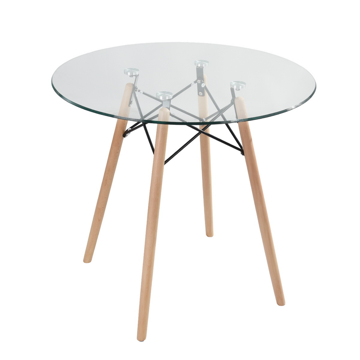 FurnitureR Mesa de Redonda Comedor Mesa Circular de Cristal 80cm 2-4 Personas