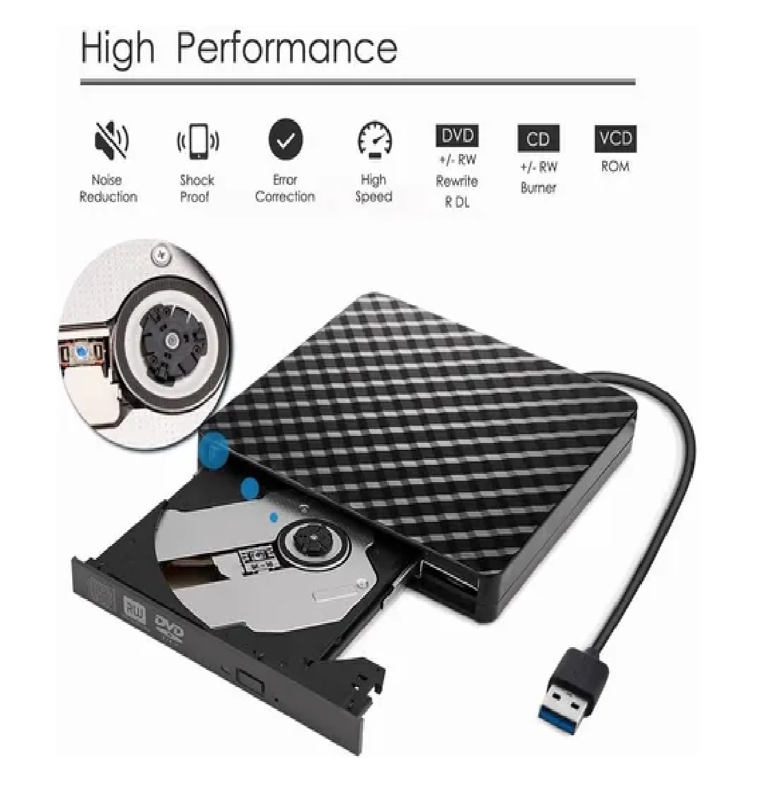 Lector Y Grabadora De Dvd/cd/externa Quemador Usb 3.0 Cd/dvd