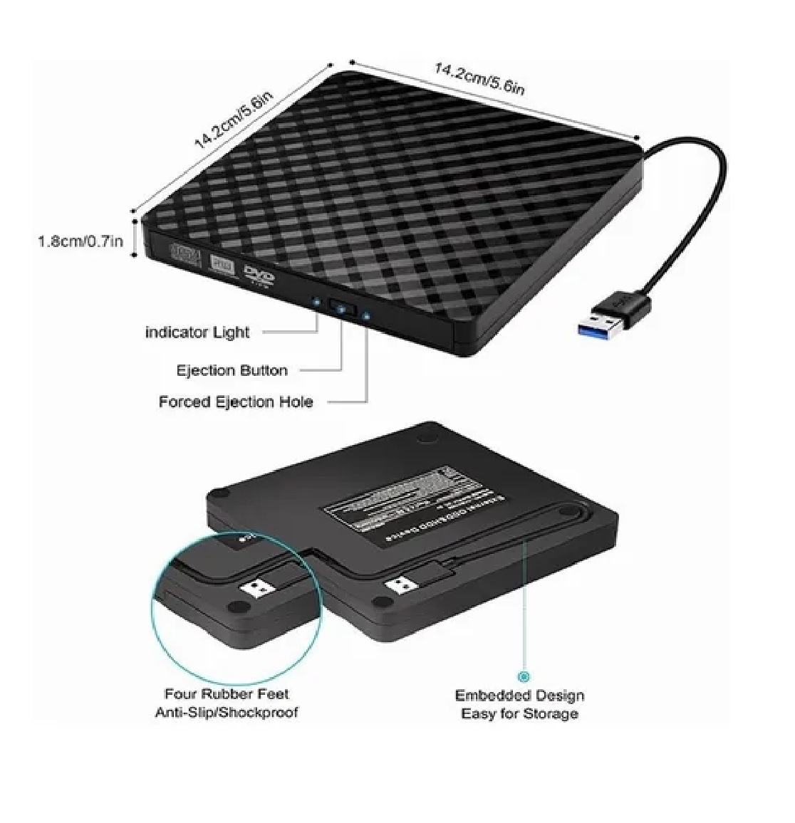 Lector Y Grabadora De Dvd/cd/externa Quemador Usb 3.0 Cd/dvd