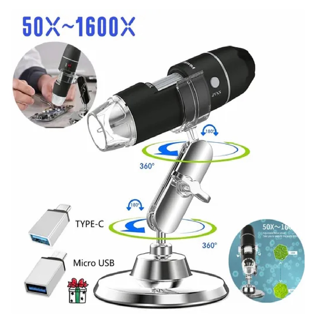 Microscopio Usb Digital 1600X