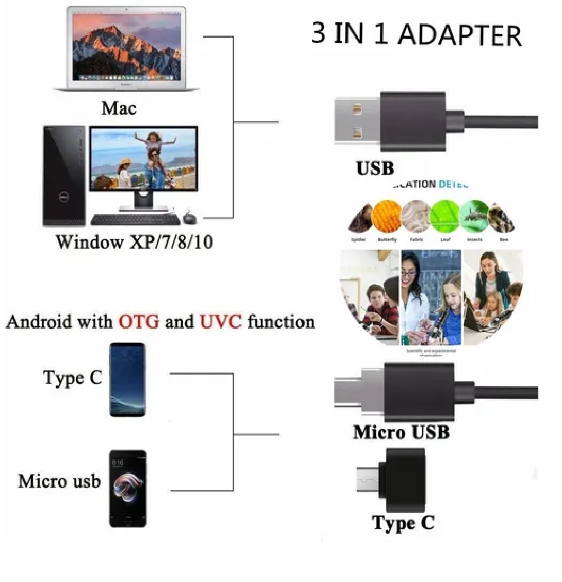 Microscopio  Usb Digital 1600x 8led Con Soporte Zoom