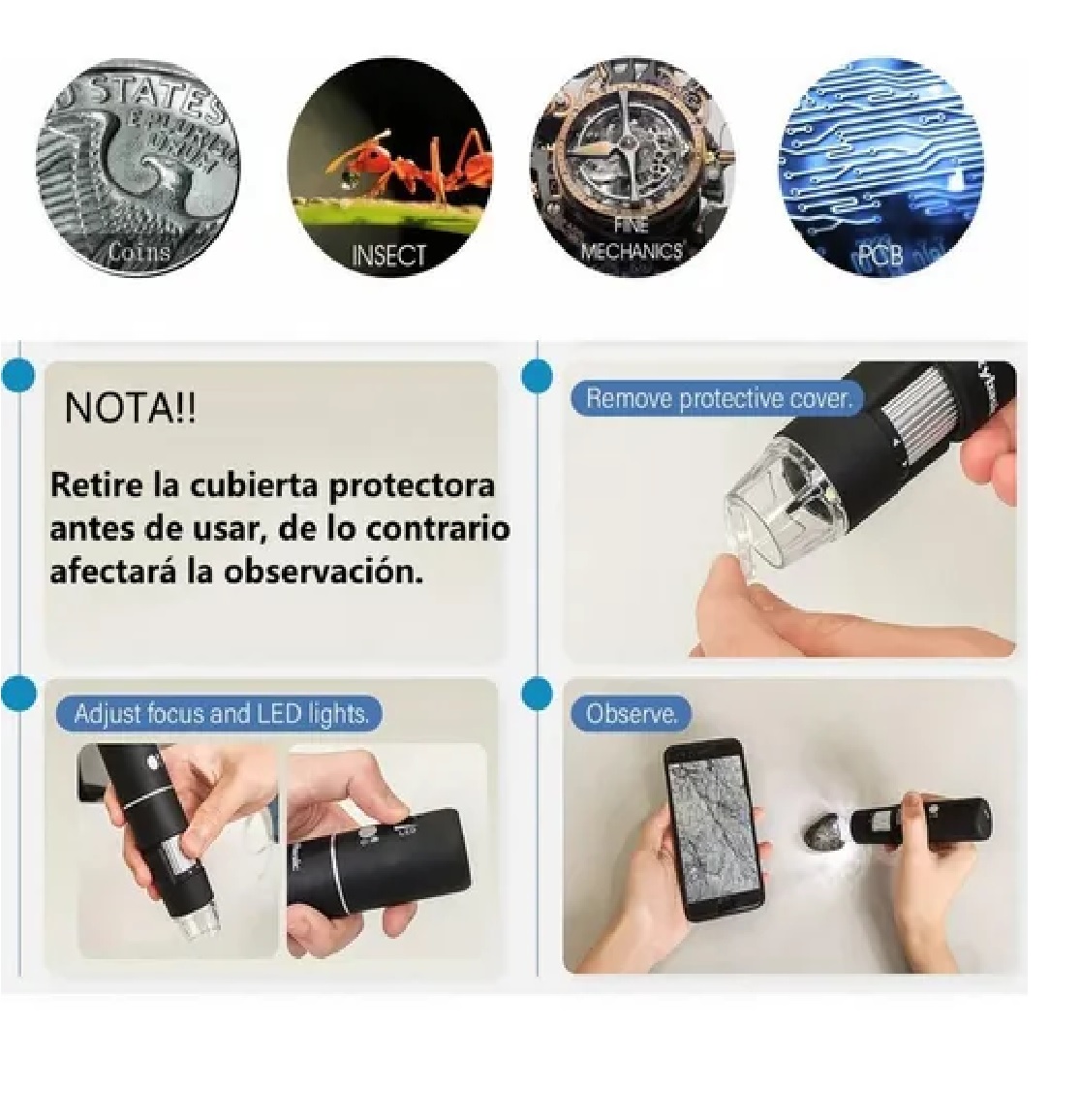 Microscopio  Usb Digital 1600x 8led Con Soporte Zoom