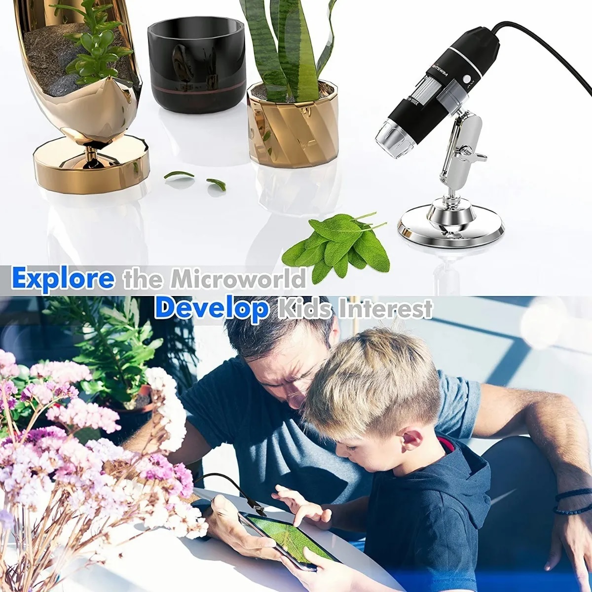 Microscopio  Usb Digital 1600x 8led Con Soporte Zoom