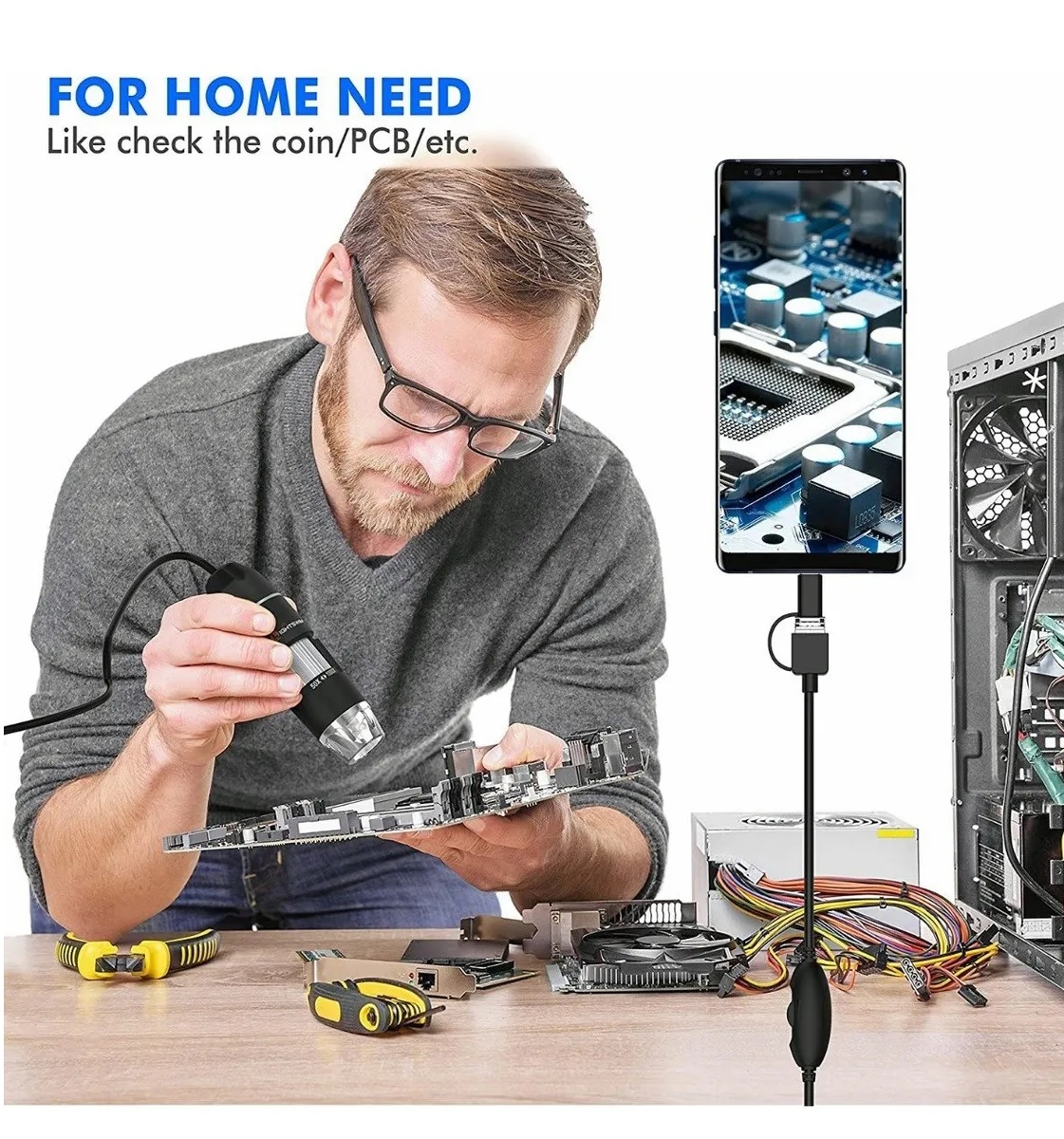 Microscopio  Usb Digital 1600x 8led Con Soporte Zoom