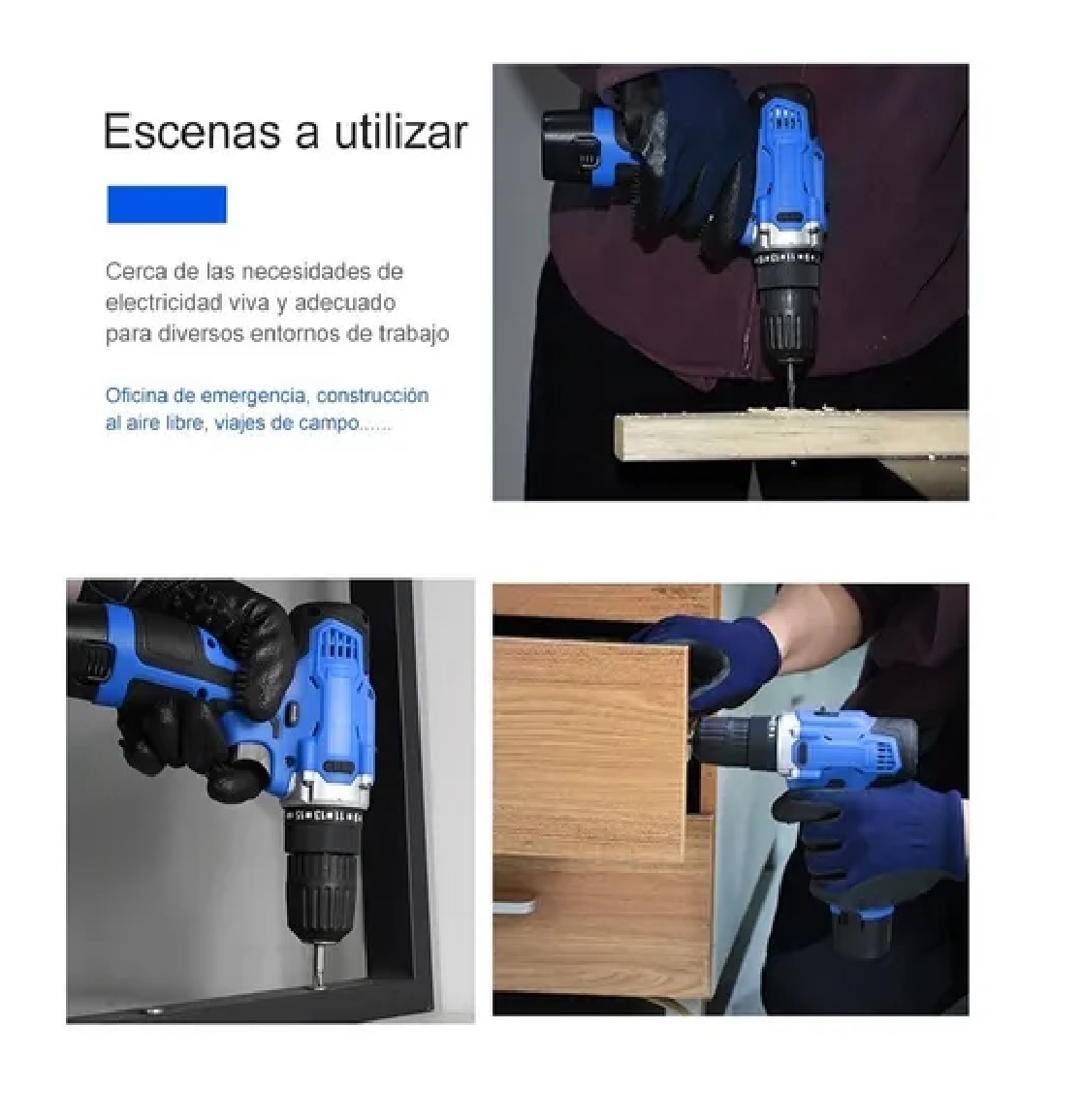 Kit De Herramientas Taladro Eléctrico De Litio Azul