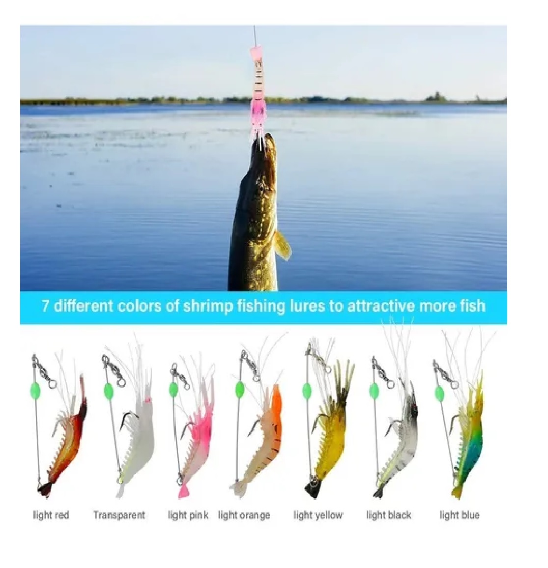 Set Señuelo De Pesca Luminiscente Realista De Camarón