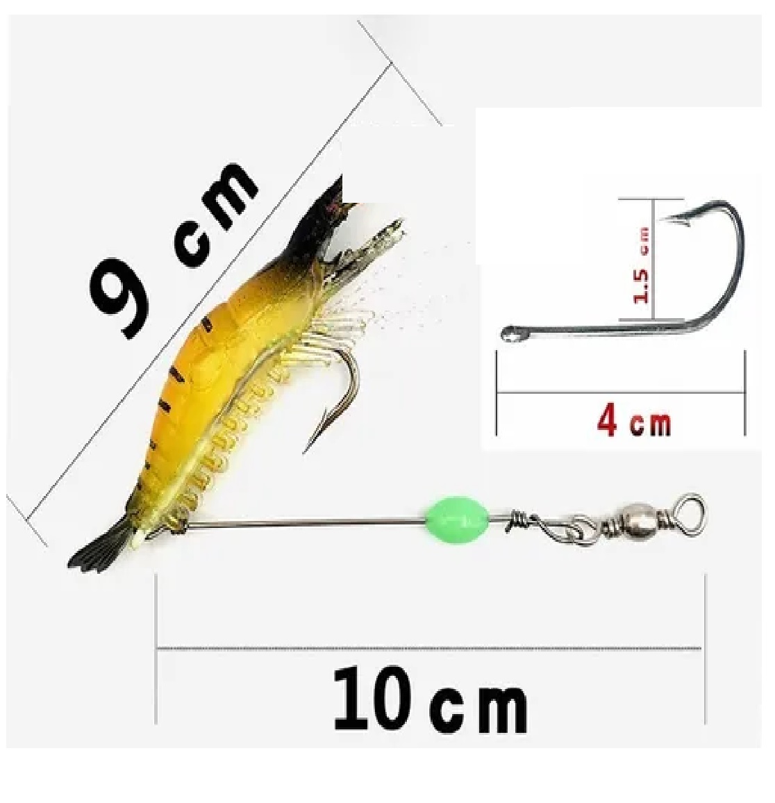 Set Señuelo De Pesca Luminiscente Realista De Camarón
