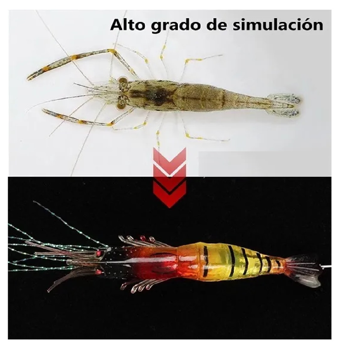 Set Señuelo De Pesca Luminiscente Realista De Camarón
