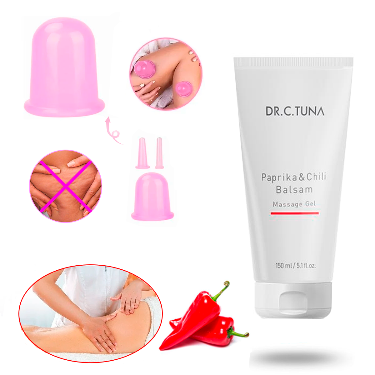 Ventosas Terapia Anti Celulitis Facial Y Corporal Mas Bálsamo Para Masajes Farmasi Gel Reductor De Celulitis