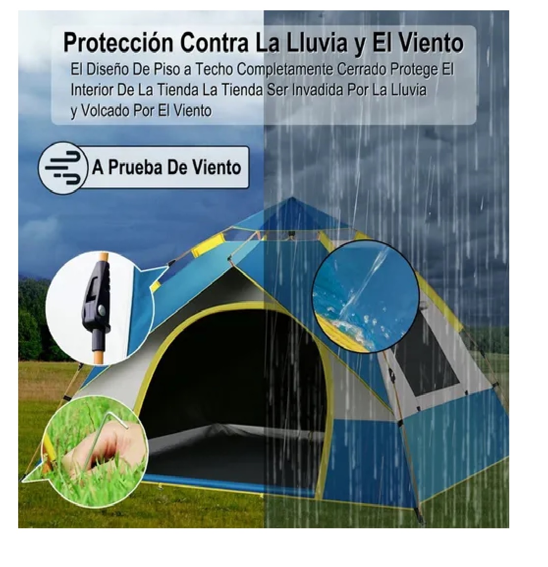 Casa De Campaña Grande Camping 4 personas Azul y Blanco