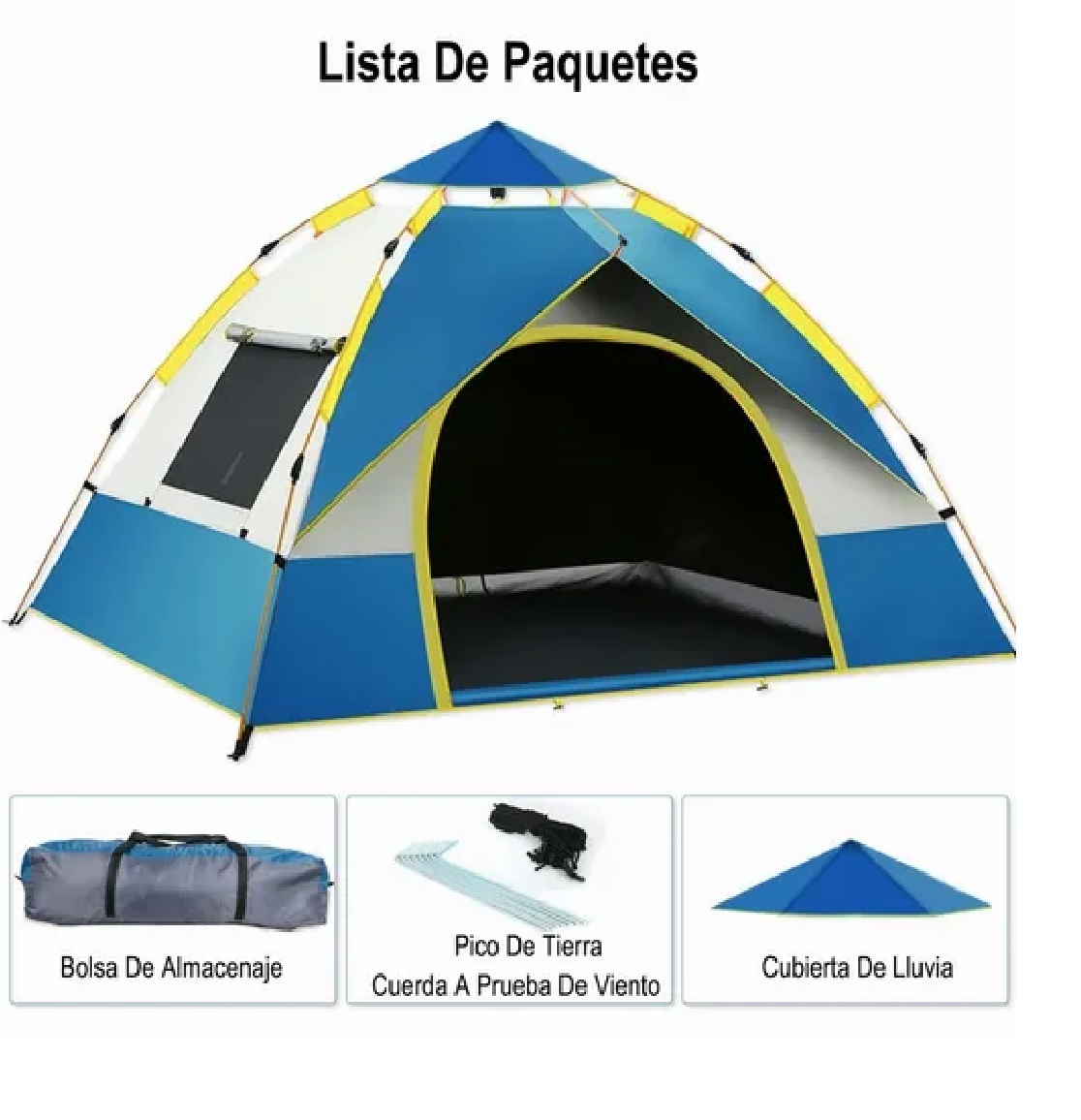 Casa De Campaña Grande Camping 4 personas Azul y Blanco