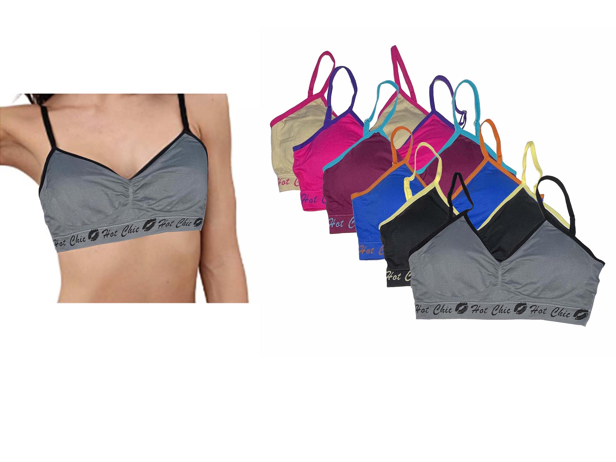 Pack de 6 Brasier Top Deportivo Licra Dama Con Esponja Tatys Fashion Pack Incluye 6 Diferentes Colores