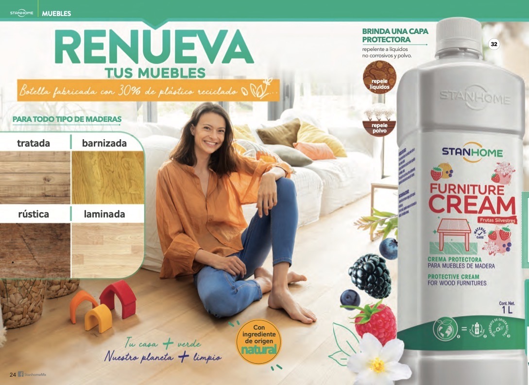 Stanhome Furniture Crema Protectora Para Muebles De Madera 1 L