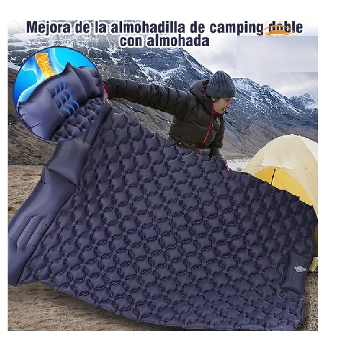 Colchón Inflable Plegable 200*120*6cm Para Cámping Azul