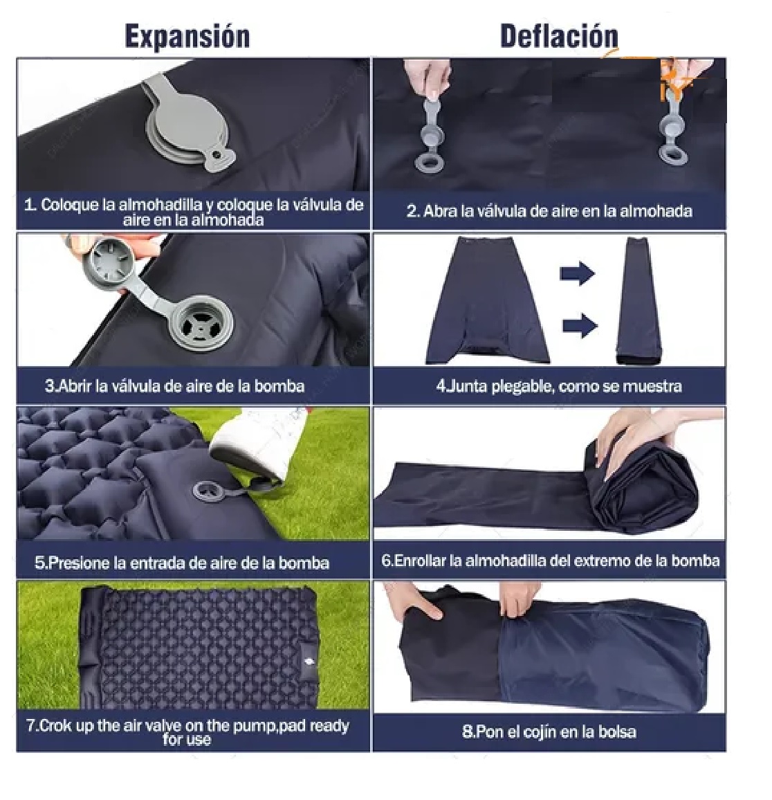 Colchón Inflable Plegable 200*120*6cm Para Cámping Azul