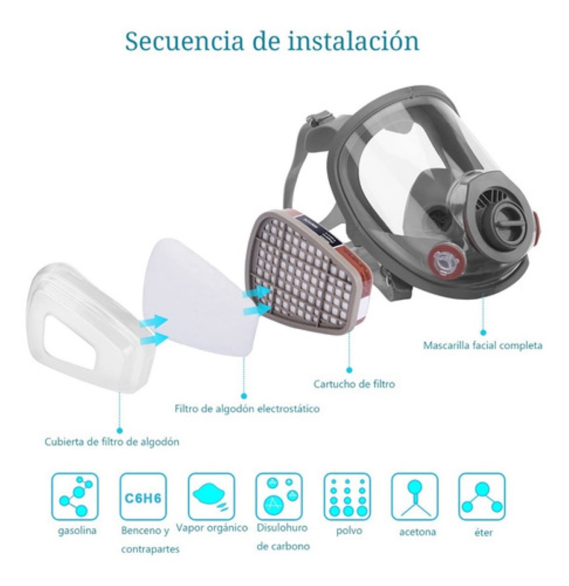 Máscara De Gas Respiración 6800 Completa Con Filtro