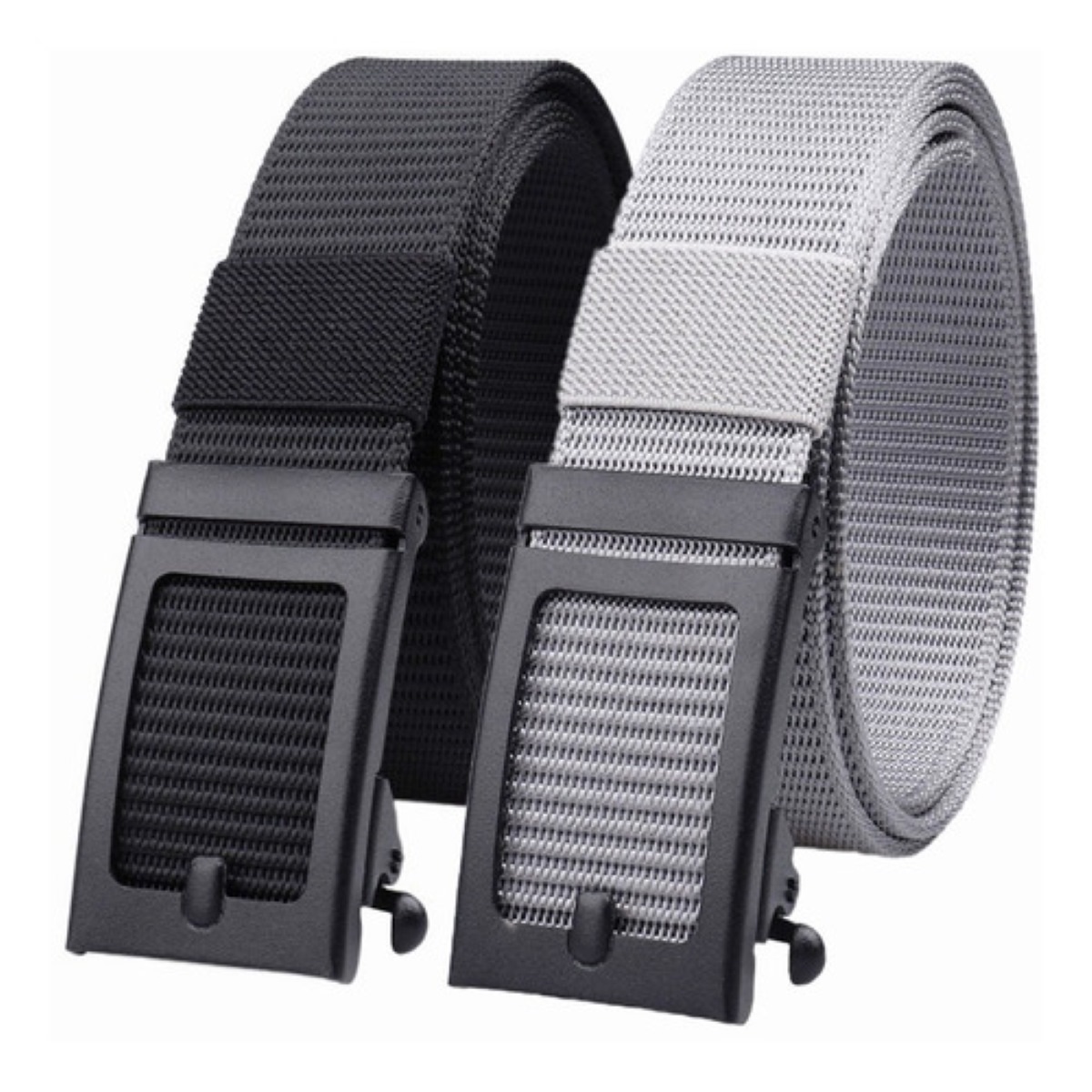 2 Cinturones Tácticos De Nylon Ajustables 125cm Negro y Gris