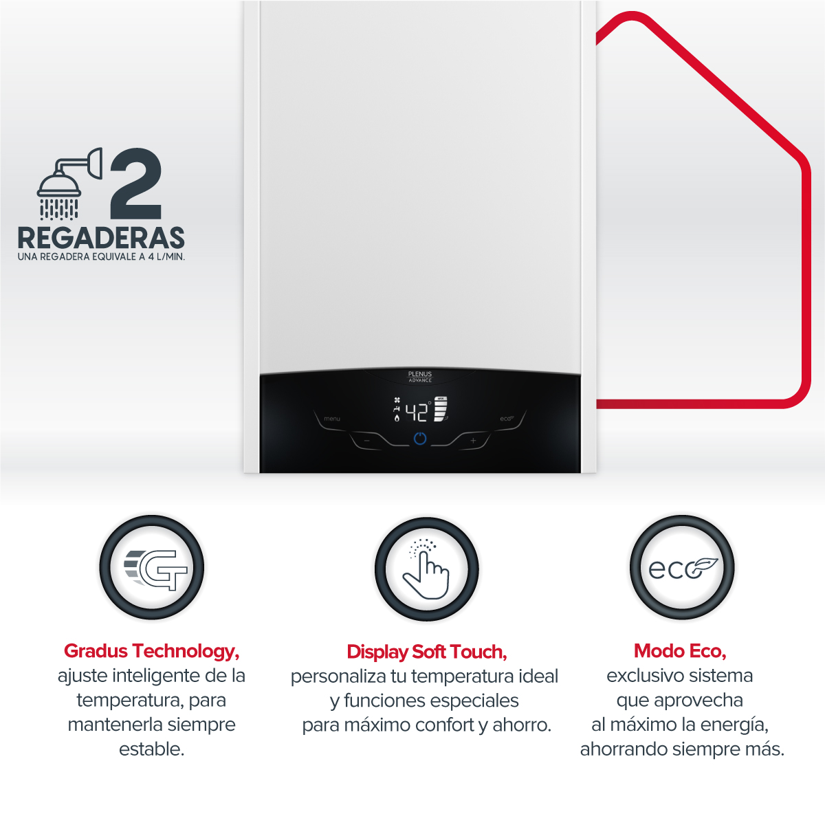 Calorex Calentador de Agua Instantáneo Modulante PLENUS ADVANCE 14 para 2 Servicios, 10 Litros/Minuto Gas Natural