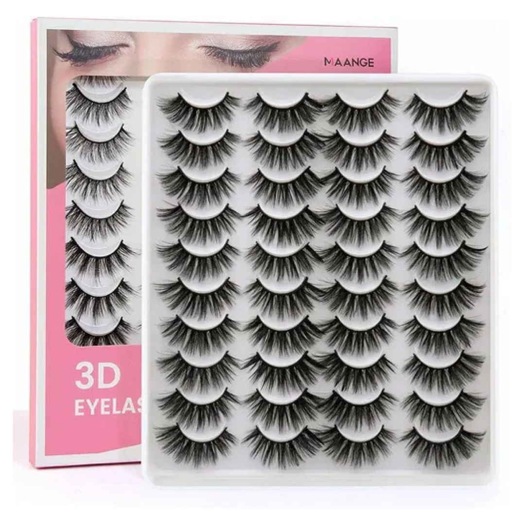 20 Pares De Pestañas Postizas 3d Mixtas De Visón Natural