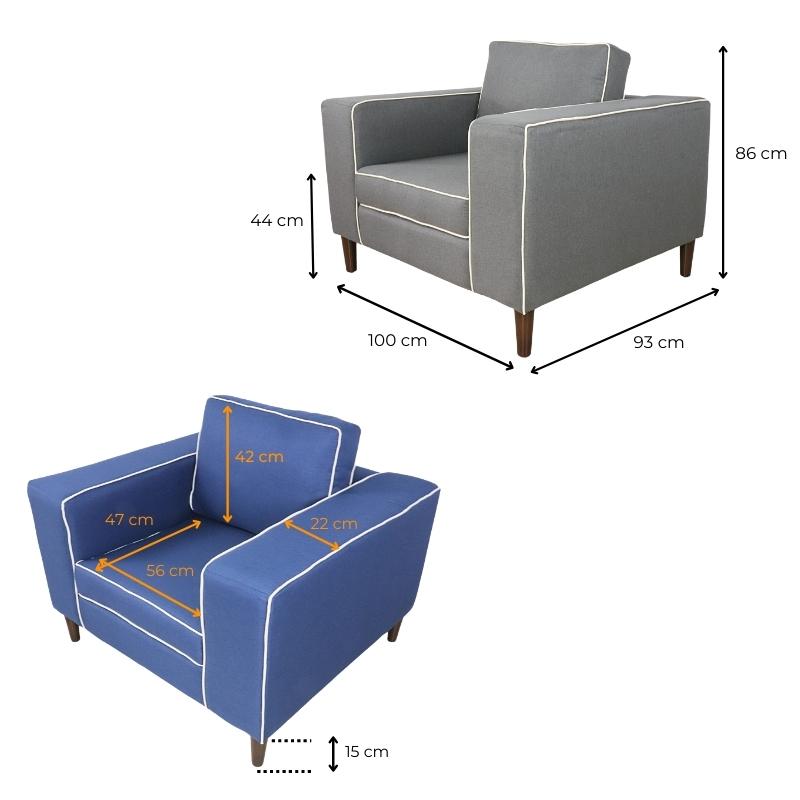 Sillón Moderno Individual Gris Vancouver