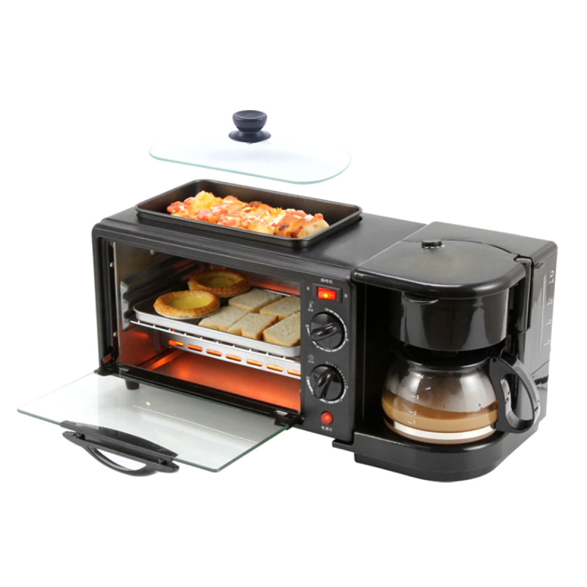 Mini horno tostador 3en1 😍 Precio: $55 Mini horno tostador + cafetera +  plancha antiadherente 🤩 Ideal para el desayuno y ahorrar tiempo a…