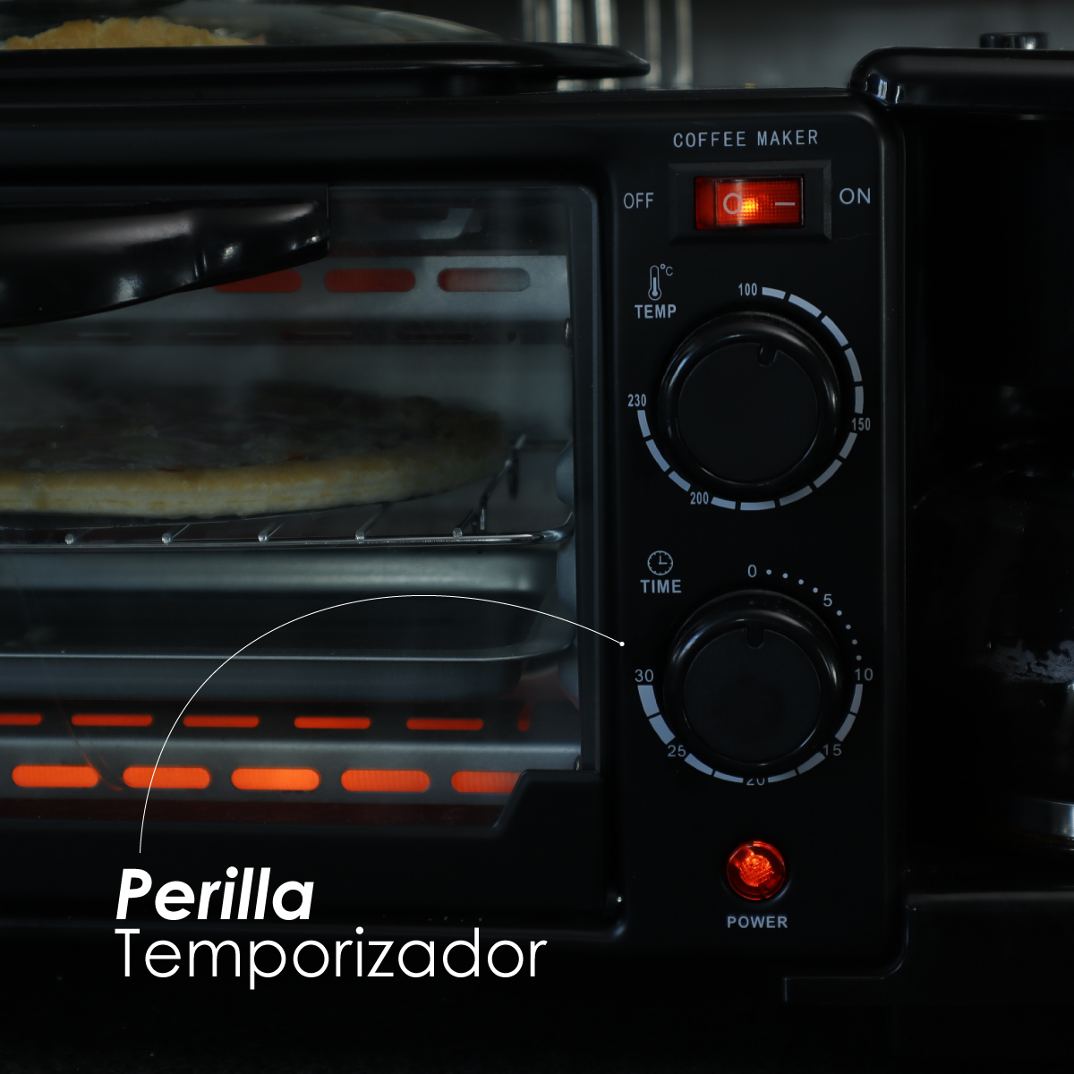 Horno 3 En 1 Maquina De Desayuno Sarten Cafetera Mini Horno