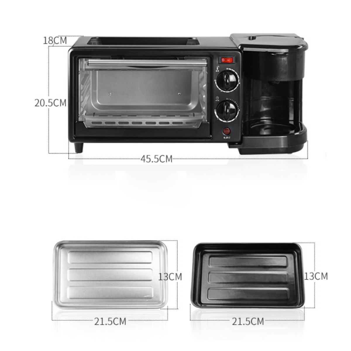 Horno 3 En 1 Maquina De Desayuno Sarten Cafetera Mini Horno