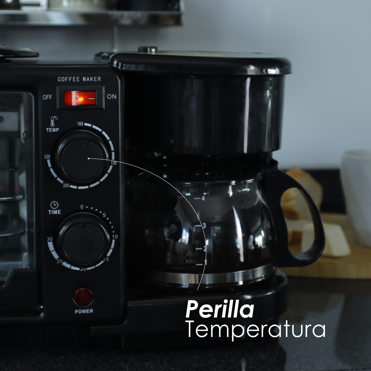 Horno 3 En 1 Maquina De Desayuno Sarten Cafetera Mini Horno