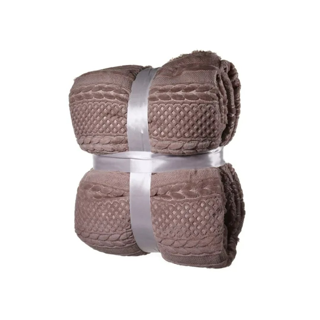 Frazada Individual Doble Vista Suave Cobija Grabada Ligera