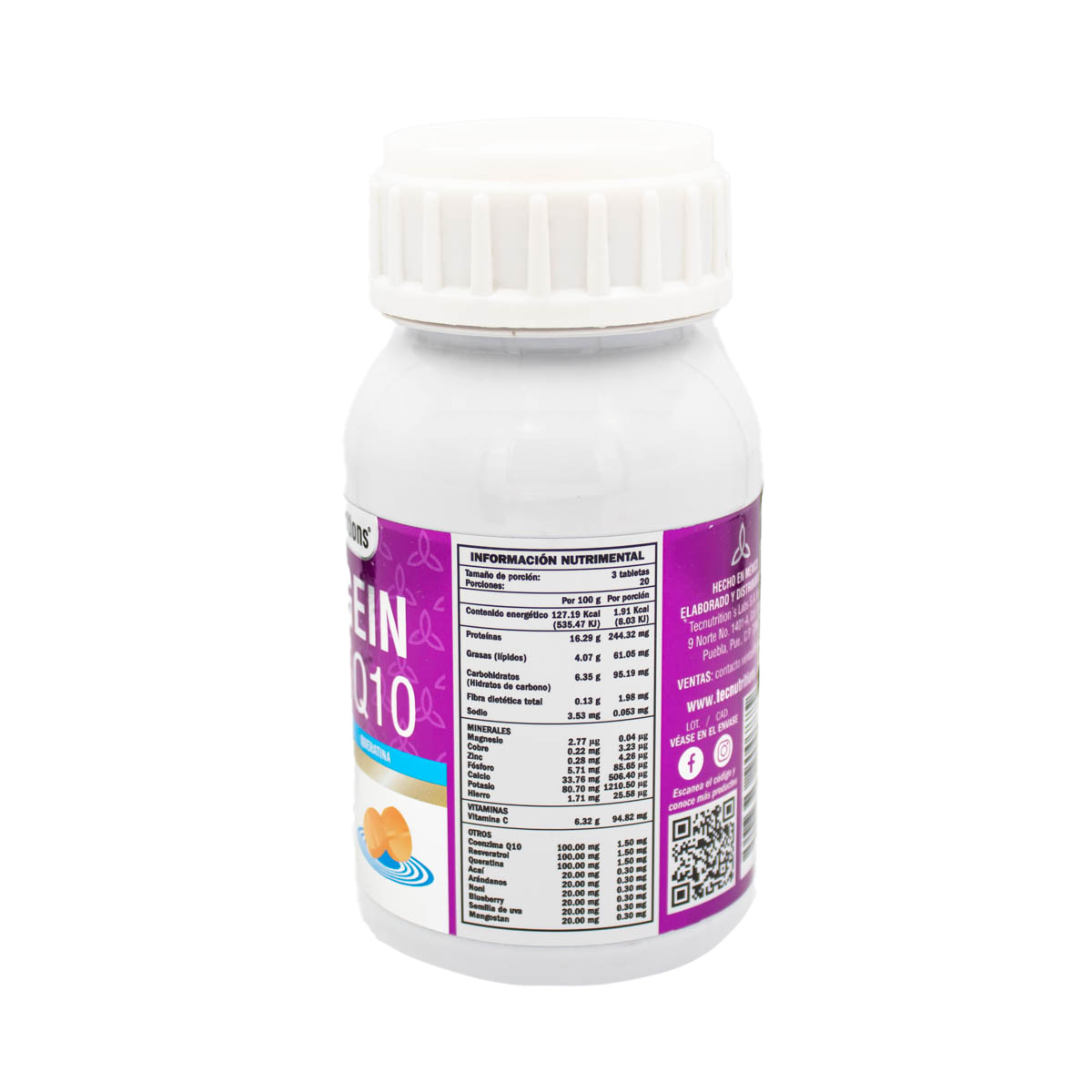 Suplemento alimenticio con Proteina, Colagein Gold Q10, 60 Tabl, Colágeno Hidrolizado.