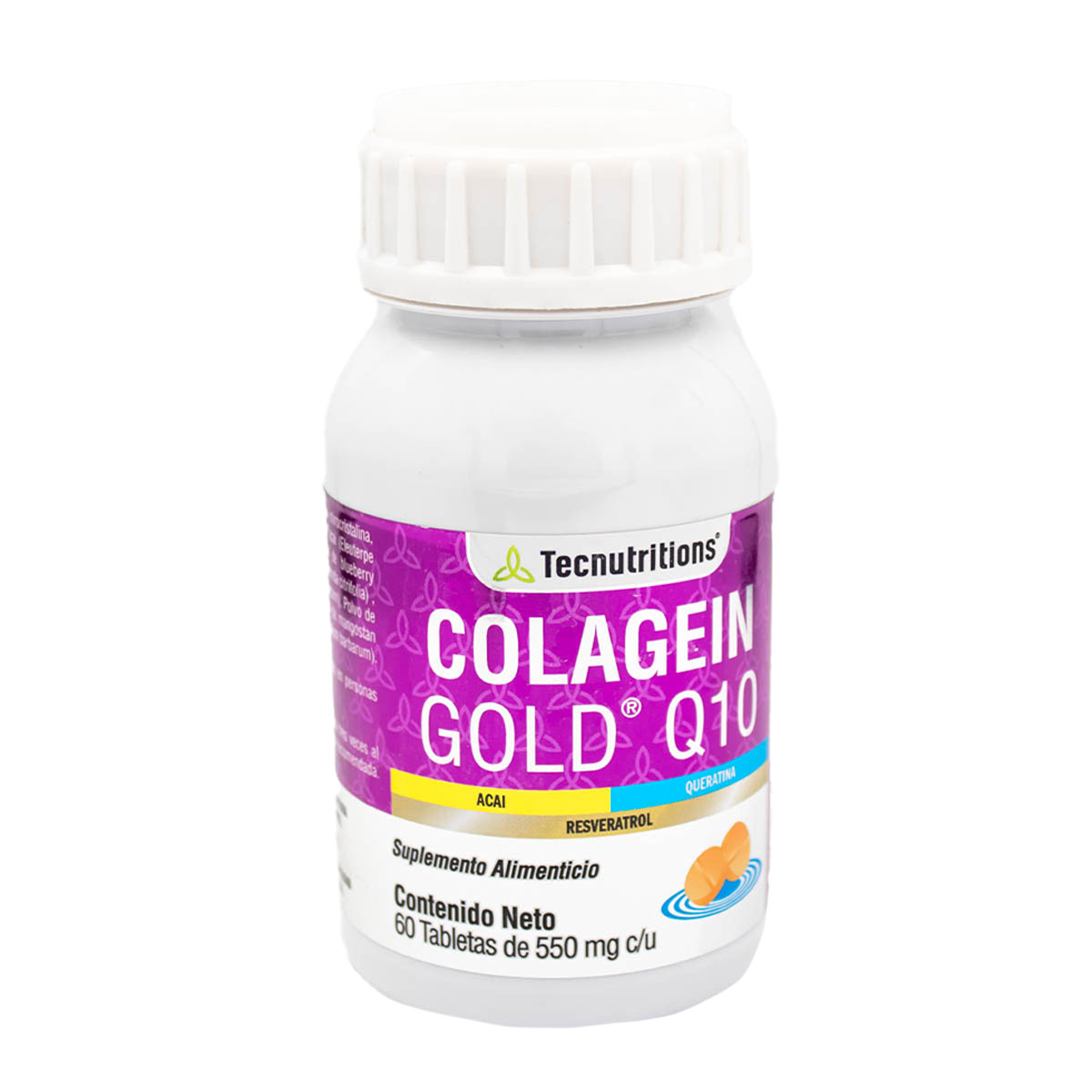Suplemento alimenticio con Proteina, Colagein Gold Q10, 60 Tabl, Colágeno Hidrolizado.
