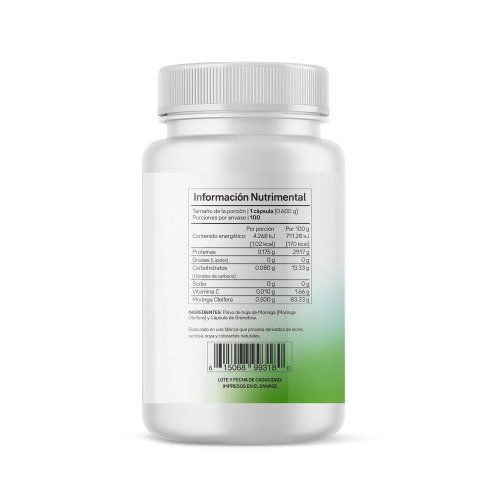 Moringa Organica Primetech 100 caps 600 mg c/u