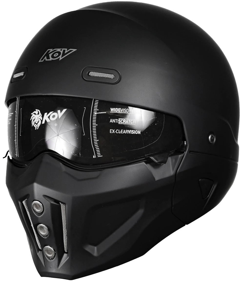 CASCO KOV SPECTRUM NEGRO MATE MODULAR CHOPPER CERTIFICADO 